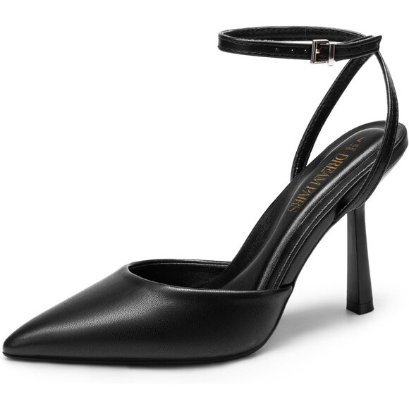 No Brand Shoes - Women Black  High Heels Closed Pointed Toe Dress Ankle Strap Stiletto Heel Party